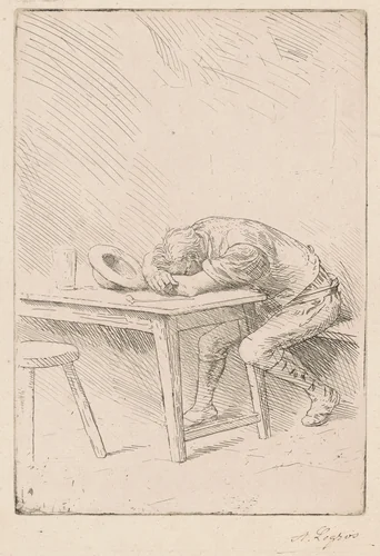 Siesta of a Laborer (Sieste d'un Ouvrier) by Alphonse Legros, print, 1877-1900