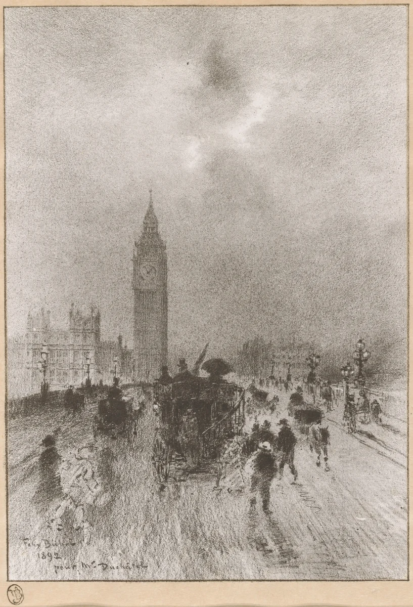 The Victoria Clock Tower London by Félix-Hilaire Buhot, print, 1892