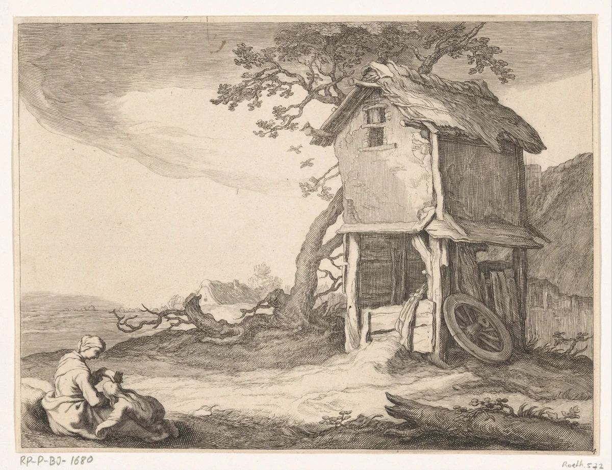 Landschap met duiventil by Frederick Bloemaert, print, 1647