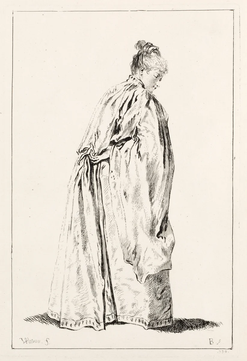 Woman Standing by François Boucher, print, 1726-1735