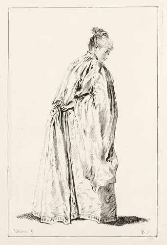 Woman Standing by François Boucher, print, 1726-1735