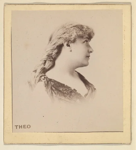 Theo, from the Actresses series (N246), Type 2, issued by Kinney Brothers to promote Sporting Extra Cigarettes by Kinney Brothers Tobacco Company, photograph, 1888-1892