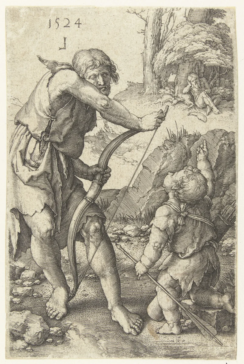 Lamech en Kaïn by Unknown, print, 1524