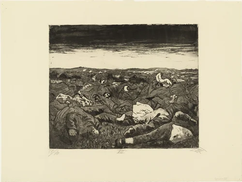 Evening on the Wijtschaete Plain (November 1917) (Abend in der Wijtschaete-Ebene [November 1917]) from The War (Der Krieg) by Otto Dix, print, 1924