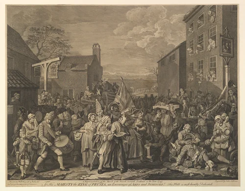 The March to Finchley (A Representation of the March of the Guards towards Scotland in the Year 1745) by Luke Sullivan, print, 1750