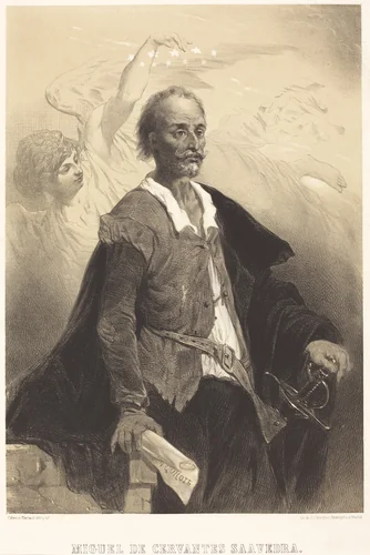Miguel de Cervantes Saavedra by Célestin Nanteuil, print, 1855