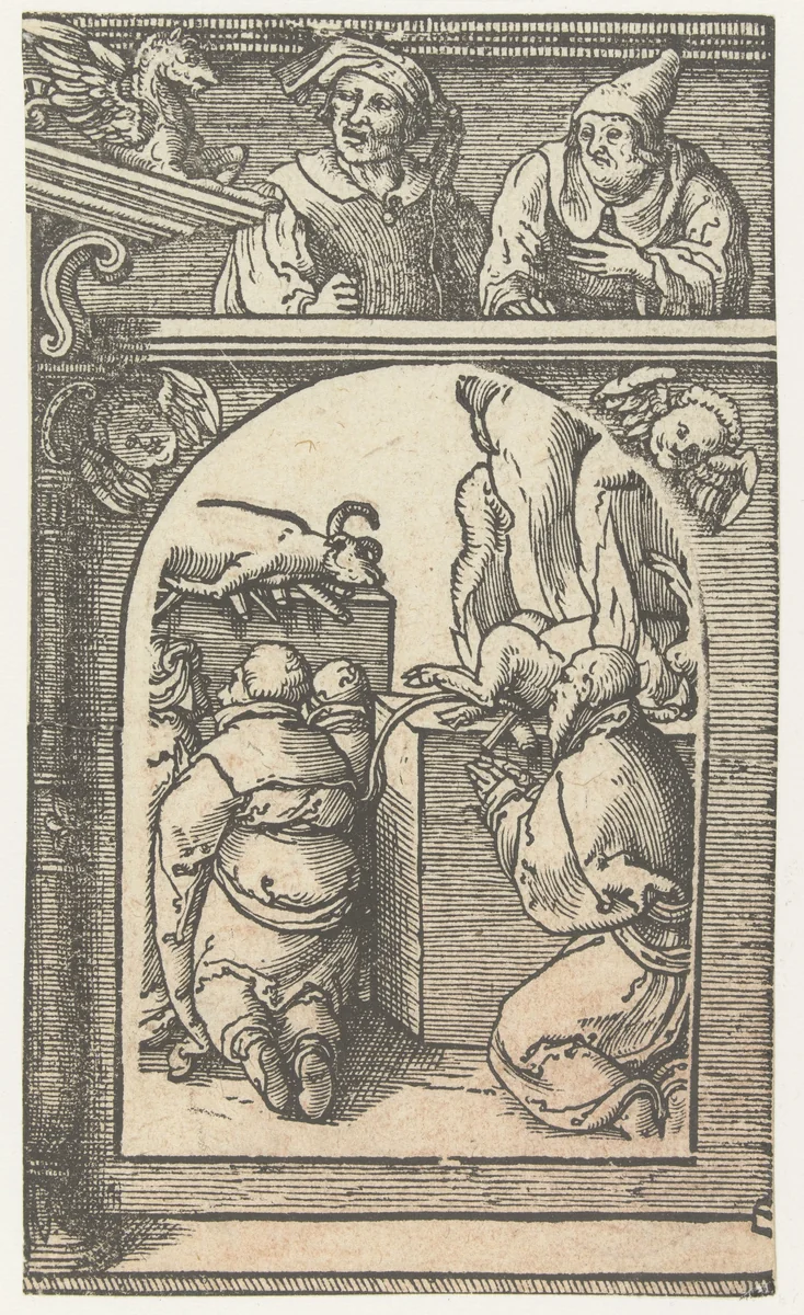 Elia en de priesters van Baal by anonymous, print, 1525-1530