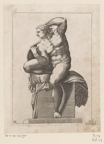 Zittend naakt by Unknown, print, 1585