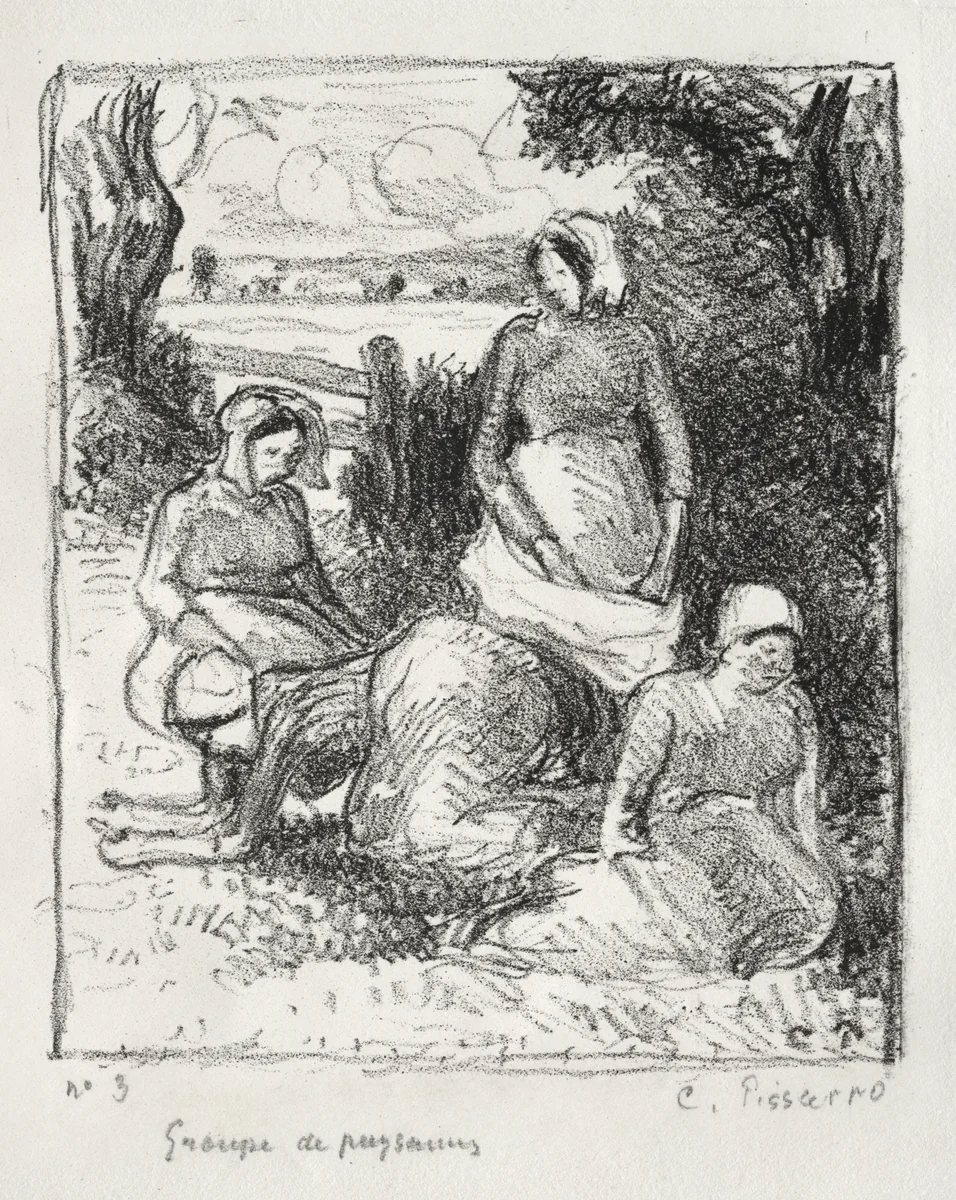 Group of Peasants by Camille Pissarro, print, 1891-1901