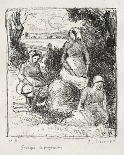 Group of Peasants by Camille Pissarro, print, 1891-1901
