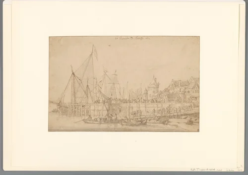 Pier te Antwerpen by Bonaventura Peeters, drawing, 1652