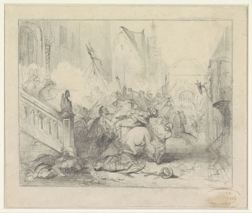 Duc d'Alençon uit Antwerpen verjaagd by Corneille Seghers, drawing, 1824-1875