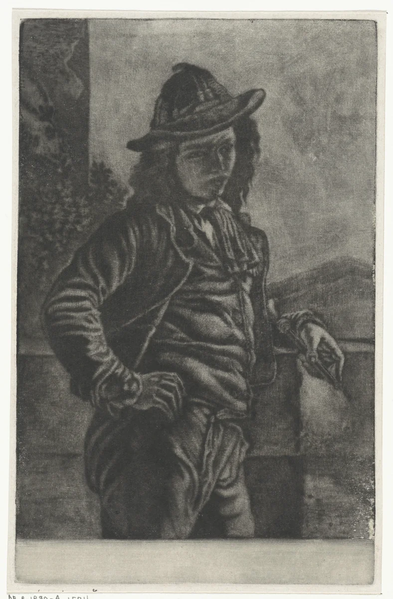 Staande jongen met een fluit by Eberhard Cornelis Rahms, print, 1854-1890