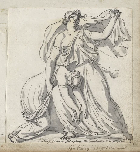 Niobe and Her Daughter by Jacques-Louis David, drawing, 1775-1780