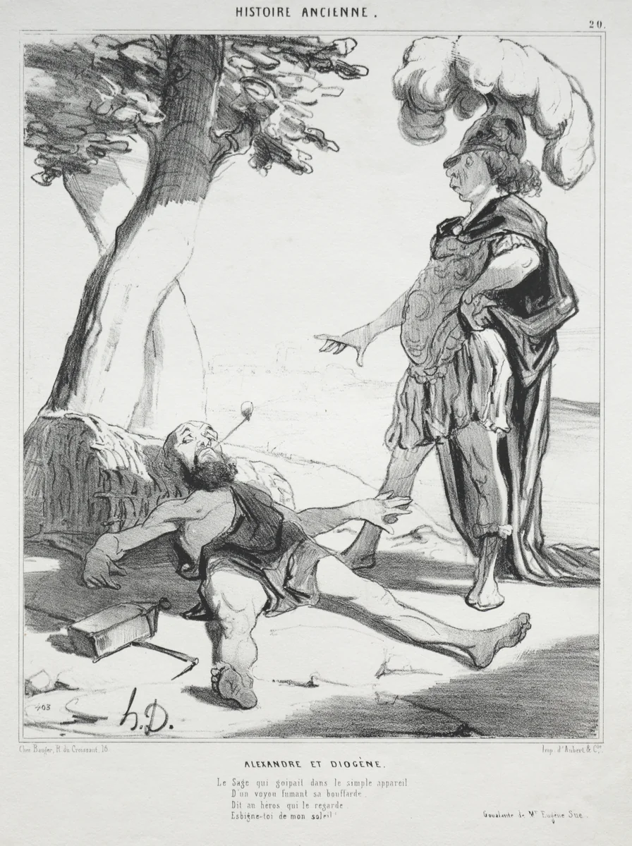 Alexander and Diogenes by Honoré Daumier, print, 1842