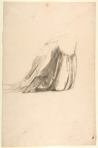 Drapery Study for Sainte Clotilde (middle register; study for wall paintings in the Chapel of Saint Remi, Sainte-Clotilde, Paris, 1858) by Isidore Pils, drawing, 1830-1875