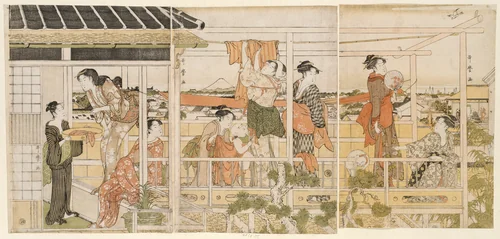 Drying Clothes (Monohoshi) by Kitagawa Utamaro (喜多川歌麿), print, 1785-1795