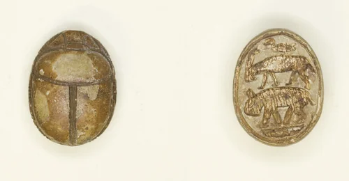 Scarab: Animal Motifs (Bird, Antelope, Hippopotamus) by Egyptian, other, -1295--1069