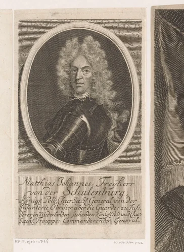 Portret van Matthias Johann von der Schulenburg by Martin Bernigeroth, print, 1710
