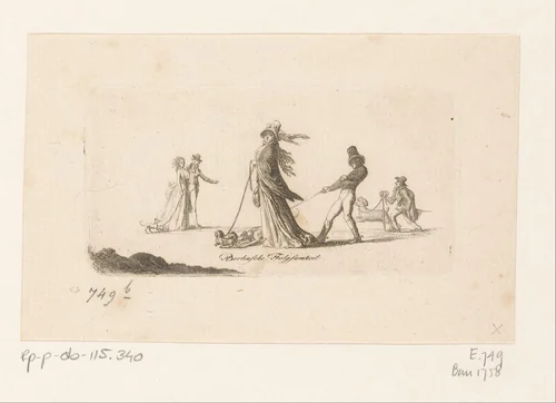 Wandelaars met aangelijnde honden by Daniel Nikolaus Chodowiecki, print, 1794