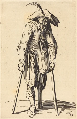 Beggar with Wooden Leg by Jacques Callot, print, 1622-1699