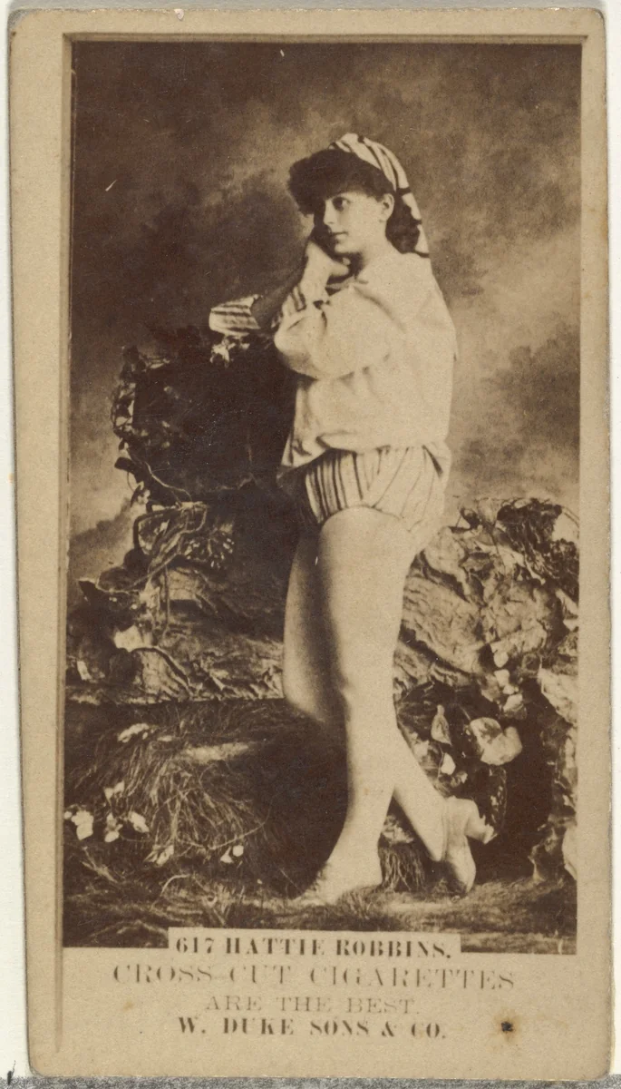 Card Number 617, Hattie Robins, from the Actors and Actresses series (N145-3) issued by Duke Sons & Co. to promote Cross Cut Cigarettes by W. Duke, Sons & Co., photograph, 1880-1889