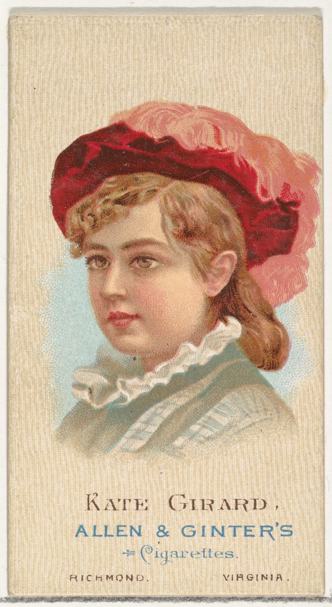 Kate Girard, from World's Beauties, Series 2 (N27) for Allen & Ginter Cigarettes by Allen & Ginter, print, 1888