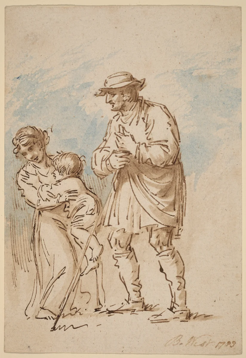 Vagabond Family [recto] by Benjamin West, drawing, 1788