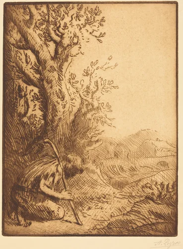 The Prodigal Son, 4th plate (L'enfant prodigue) by Alphonse Legros, print, 1837-1911