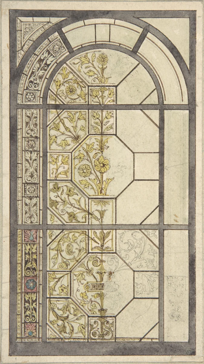 Design for Stained Glass Windows by John Gregory Crace, drawing, 1825-1900