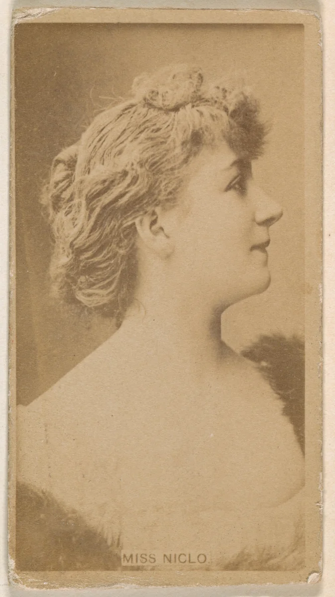 Miss Niglo, from the Actresses series (N245) issued by Kinney Brothers to promote Sweet Caporal Cigarettes by Kinney Brothers Tobacco Company, photograph, 1890