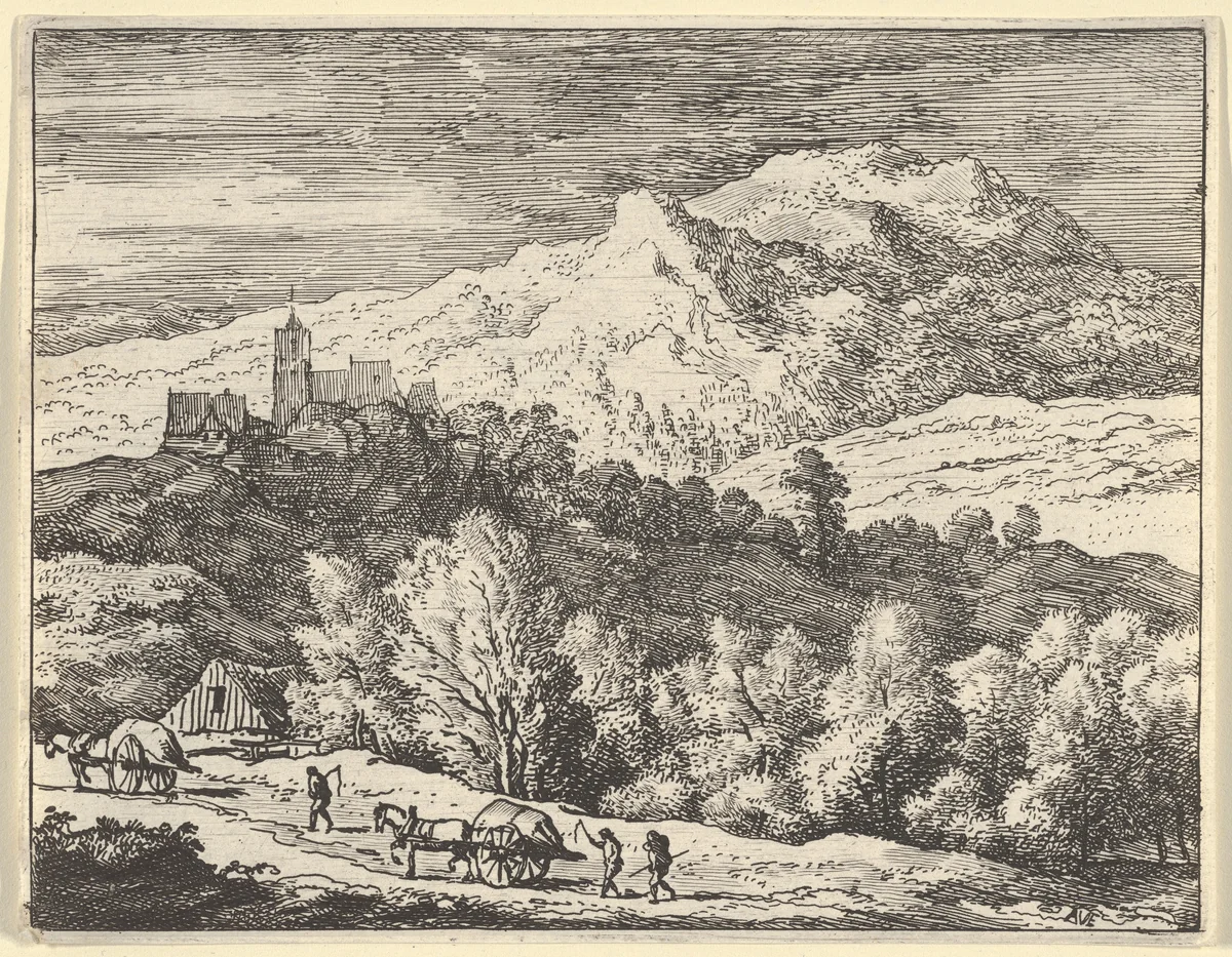 The Two Carts by Allart van Everdingen, print, 1621-1675