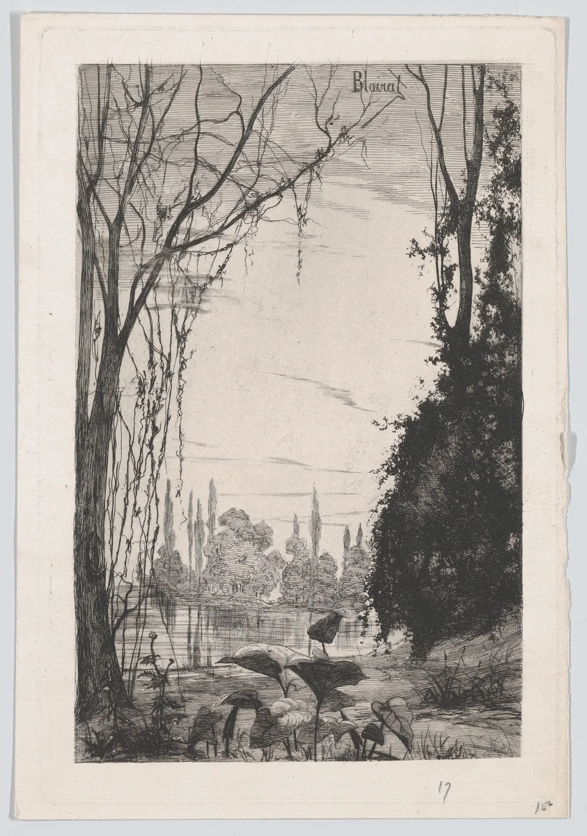 View of a Pond by Marcel Blairat, print, 1870-1891