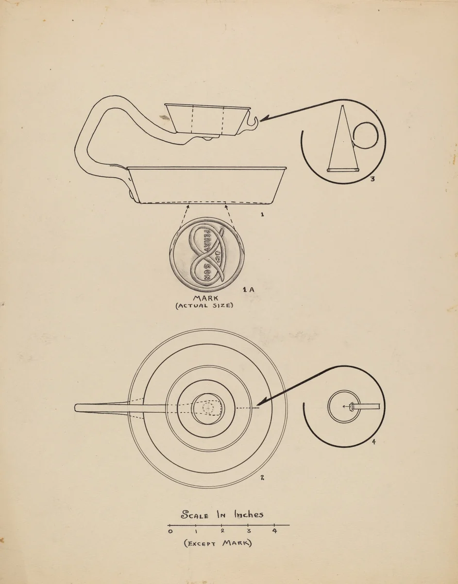 Candlestick with Snuffer by Francis Law Durand, index of american design, 1935-1942