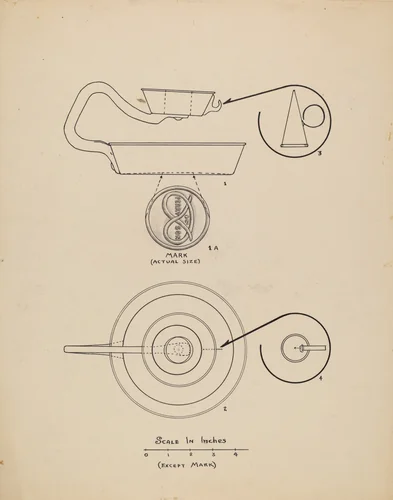 Candlestick with Snuffer by Francis Law Durand, index of american design, 1935-1942