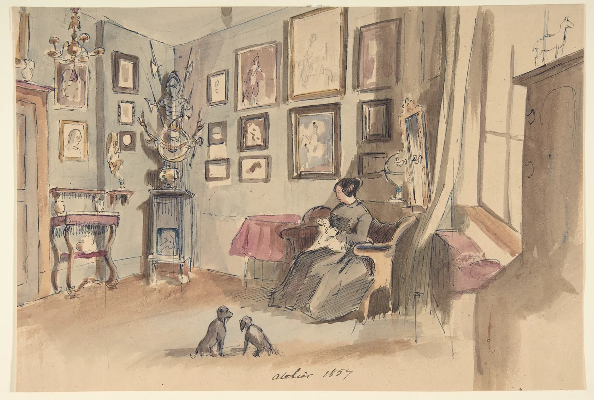 Drawing of an Interior: Atelier by anonymous, drawing, 1857