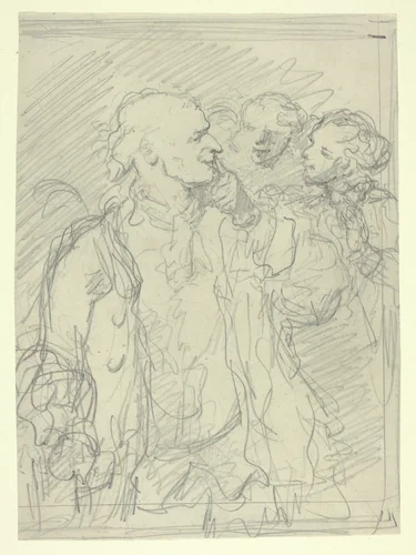 A Gentleman and Two Companions by Celestin Nanteuil, drawing, 1833-1873