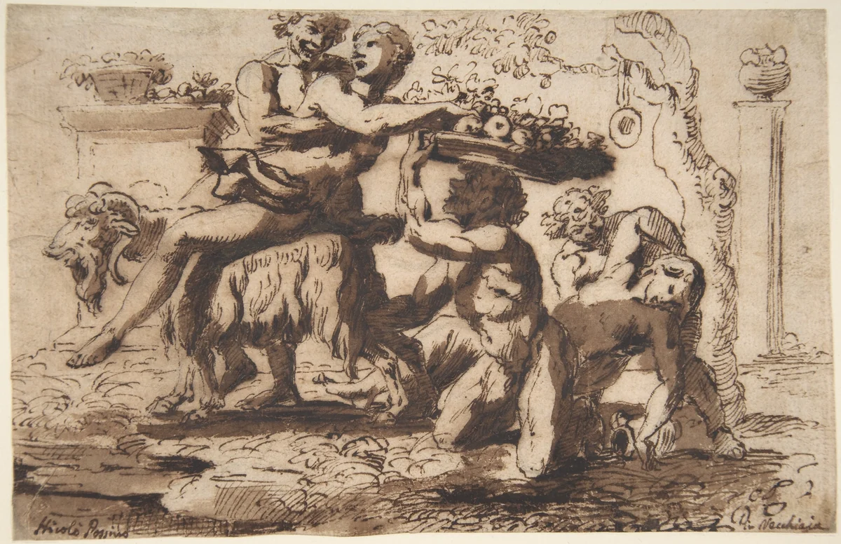 Bacchanal by Nicolas Poussin, drawing, 1594-1665