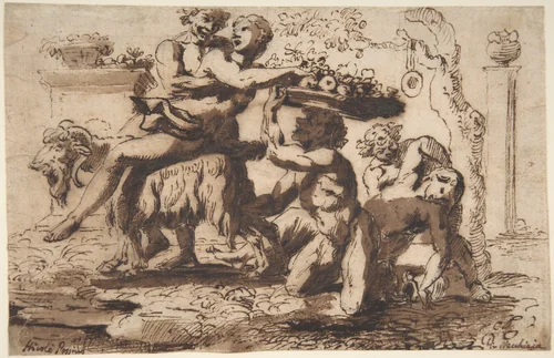 Bacchanal by Nicolas Poussin, drawing, 1594-1665