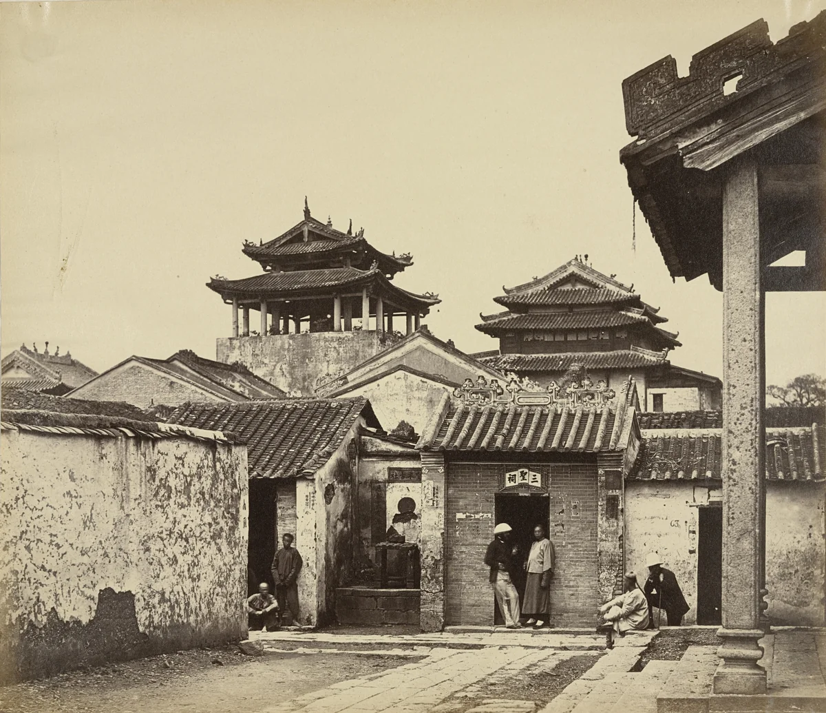 Five Genii Temple from the Nume Hui Tuk Kung, Canton by Felice Beato, photograph, 1860