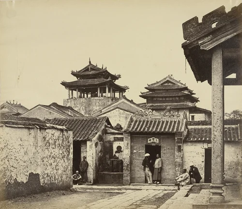 Five Genii Temple from the Nume Hui Tuk Kung, Canton by Felice Beato, photograph, 1860