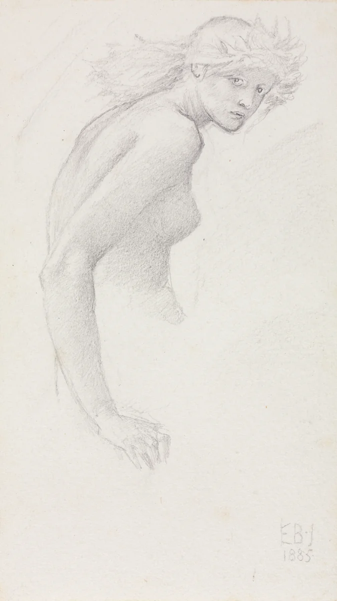 Study of a Female Figure by Edward Burne-Jones, drawing, 1885