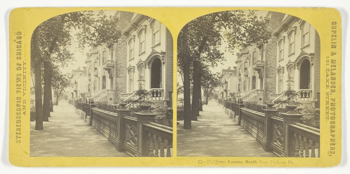 Michigan Avenue, South from Jackson Street by Copelin & Melander, photograph, 1850-1874