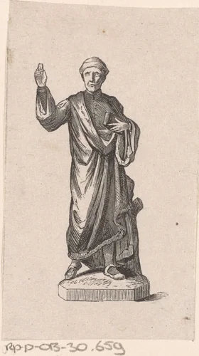 Standbeeld van Laurens Jansz. Coster by Isaac Weissenbruch, print, 1856-1912