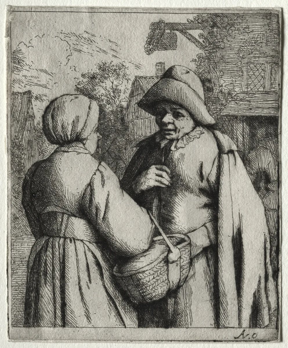 Man and Woman Conversing by Adriaen van Ostade, print, 1666-1676