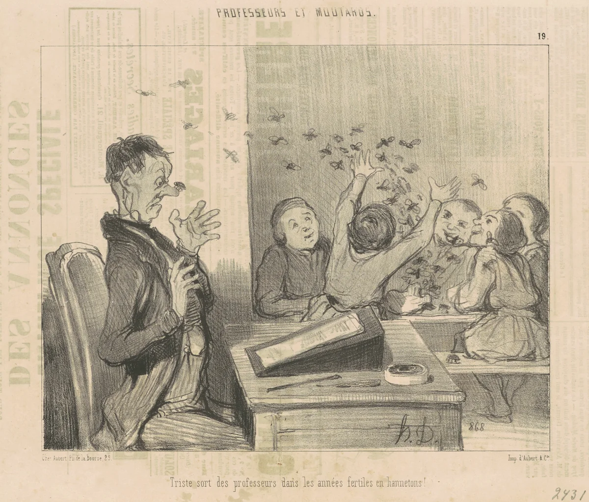 Triste sort des professeurs ... by Honoré Daumier, print, 1846
