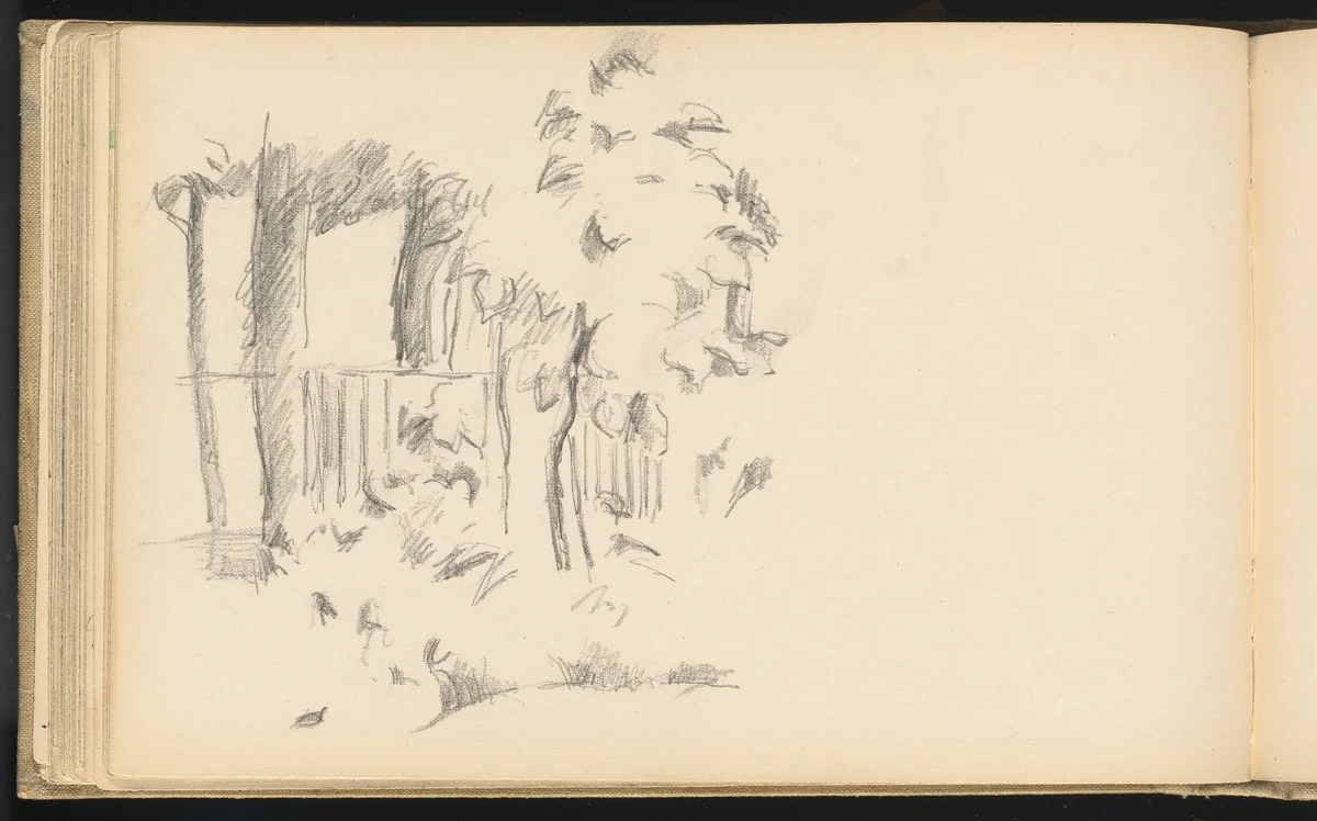 Near the Pool at Jas de Bouffan by Paul Cezanne, drawing, 1883-1887
