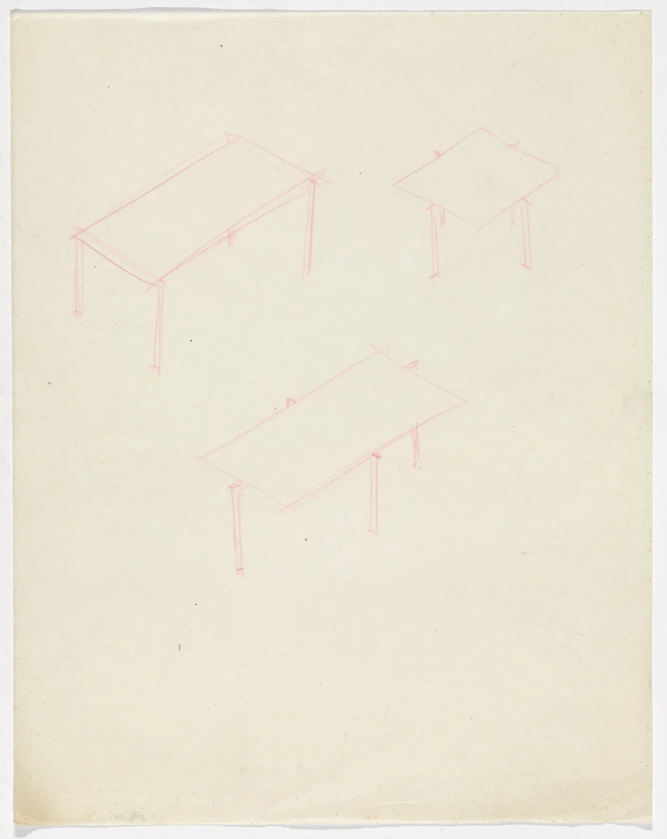 Tables (Perspective sketches) by Ludwig Mies van der Rohe, mies van der rohe archive, 1926