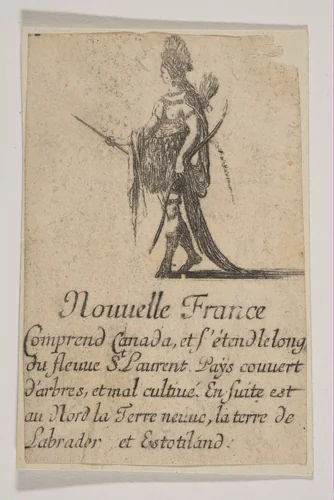 Nouvelle France, from the playing cards "Jeu de la Géographie" by Stefano della Bella, print, 1644