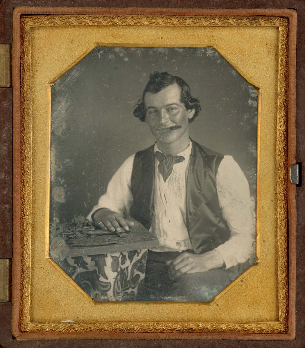 Portrait of a Cigar Maker by American 19th Century, photograph, 1855-1865